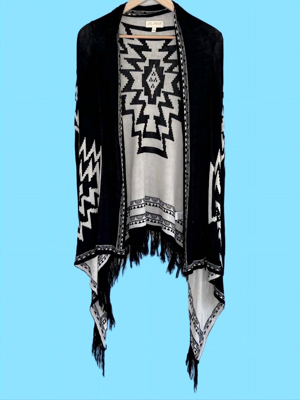 My Michelle Open Cardigan size M Aztec Tribal Fringe Southwestern Boho Festival